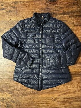 Cotes of London Navy Down Puffer Jacket Quilted Snap Closure Lightweight Women